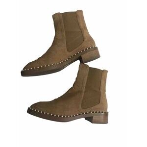 Stuart Weitzman Cline Suede Ankle Boots With Pearls  Size 7 Camel /Tan Color